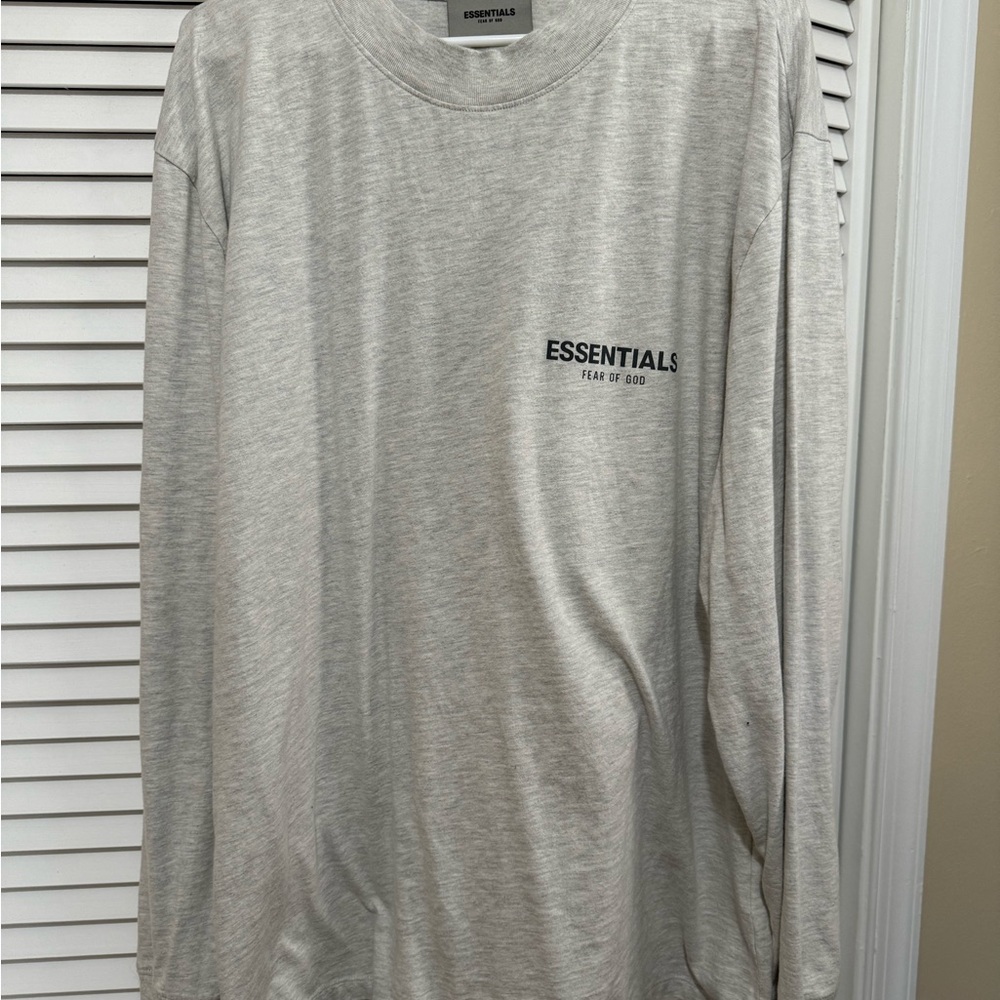 Essentials Gray Long Sleeve Tee Crew Neck
